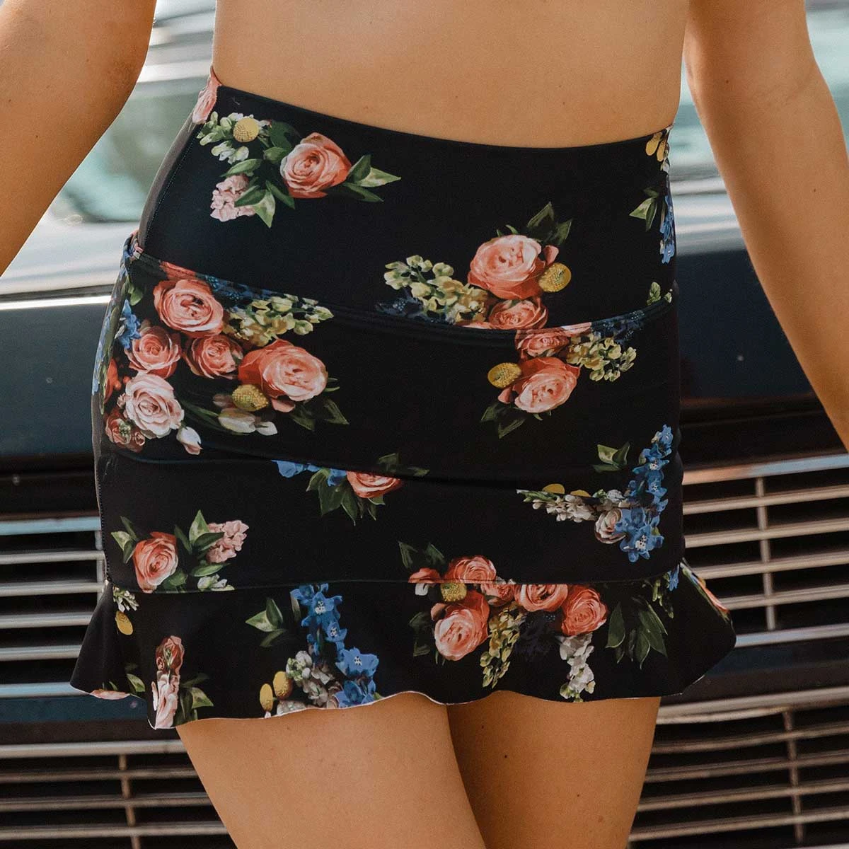 Rose Black High-Waisted Swim Skirt 1 Rose Black High-Waisted Swim Skirt