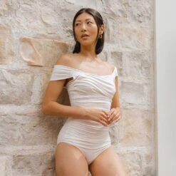 Ivory Off Shoulder One-Piece -Swimwear Specialty Shop 369A0006