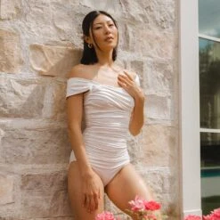 Ivory Off Shoulder One-Piece -Swimwear Specialty Shop 369A0013