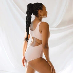 Pink Checkers Top Knot One-Piece 17 Pink Checkers Top Knot One-Piece -Swimwear Specialty Shop 369A0430final