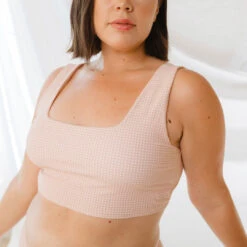 Pink Checkers Olivia Swim Crop -Swimwear Specialty Shop 369A0504final