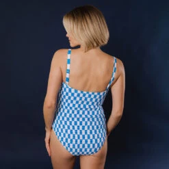 Smocked One-Piece, Blue Checkers -Swimwear Specialty Shop 369A2451final