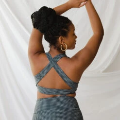 Black Checkers Top Knot -Swimwear Specialty Shop 369A2846final