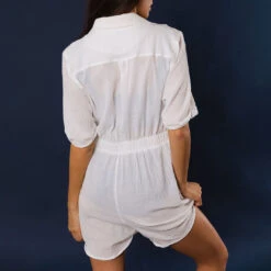 Linen Romper, White -Swimwear Specialty Shop 369A2907final