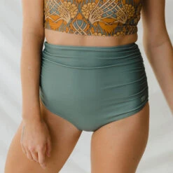 Sea Salt Ruched High-Waisted Bottoms 8 Sea Salt Ruched High-Waisted Bottoms -Swimwear Specialty Shop 369A3329final