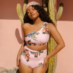 Rose Pink Ruched High-Waisted Bottoms -Swimwear Specialty Shop 369A3745final d092f6ee c6f6 4399 aaf4 bfbb84d6c577