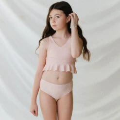 Mini Tied-Up Tankini Set, Pink Checkers