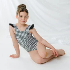 Mini Ruffle One-Piece, Houndstooth -Swimwear Specialty Shop 369A4416final