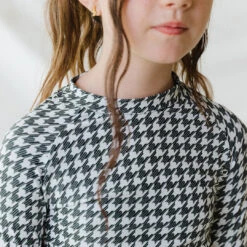 Mini Rash Guard Two-Piece Set, Houndstooth -Swimwear Specialty Shop 369A4519final