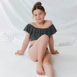 Mini Wave Two-Piece Set, Black Checkers -Swimwear Specialty Shop 369A4729final