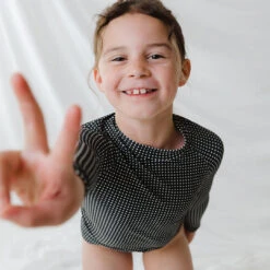 Mini Rash Guard Two-Piece Set, Black Checkers -Swimwear Specialty Shop 369A5121final