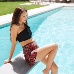 Pink Ditzy High-Waisted Swim Skirt -Swimwear Specialty Shop 369A5225final