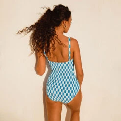 Smocked One-Piece, Blue Checkers -Swimwear Specialty Shop 369A7882final