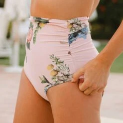 Rose Pink Ruched High-Waisted Bottoms -Swimwear Specialty Shop 369A8092final a68dc567 ab17 448d 93ae cbdbc0ea06b8