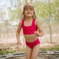 Mini Olivia Two-Piece Set, Magenta Check -Swimwear Specialty Shop 369A8532final