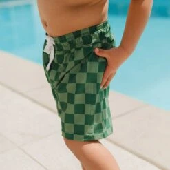 Green Check Jr. Swim Trunks -Swimwear Specialty Shop 369A8633final