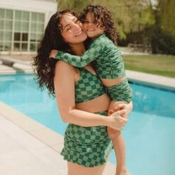 Mini Rash Guard And Shorts Set, Green Check 22 Mini Rash Guard And Shorts Set, Green Check -Swimwear Specialty Shop 369A8940finnal