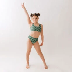 Mini Olivia Two-Piece Set, Green Check -Swimwear Specialty Shop 369A9481final