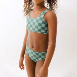 Mini Olivia Two-Piece Set, Green Check -Swimwear Specialty Shop 369A9846final