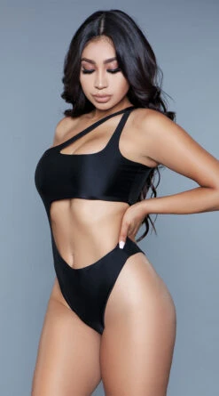 Be Wicked Quinn One Shoulder One Piece -Swimwear Specialty Shop BW 1976 black side2 2020JUN23576