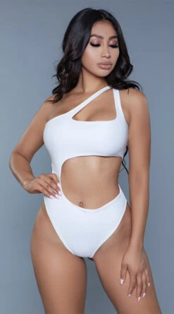 Be Wicked Quinn One Shoulder One Piece -Swimwear Specialty Shop BW 1976 white front 2020JUN23576