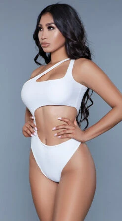 Be Wicked Quinn One Shoulder One Piece -Swimwear Specialty Shop BW 1976 white side 2020JUN23576