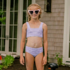 Mini Olivia Two-Piece Set, Lilac Stripe