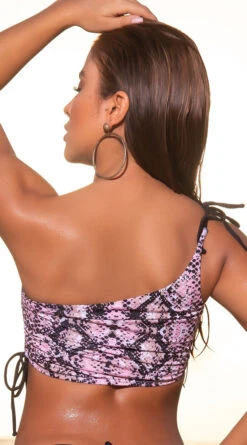 Yandy Slither & Slay One Shoulder Bikini Top -Swimwear Specialty Shop EY 4053T TOP 14 pink 2019SWIM Snake a