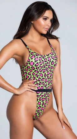 Yandy Cheetah Yourself High Cut One Piece Swimsuit -Swimwear Specialty Shop EY 4173 GREEN PS01282020 6
