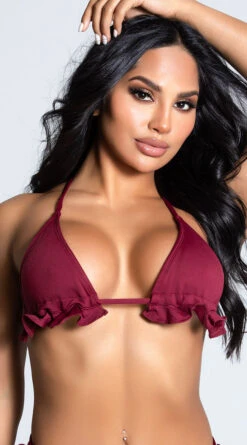 Yandy Riptide Ruffle Triangle Bikini Top -Swimwear Specialty Shop EY 4206T TOP RED 1 PS12172020