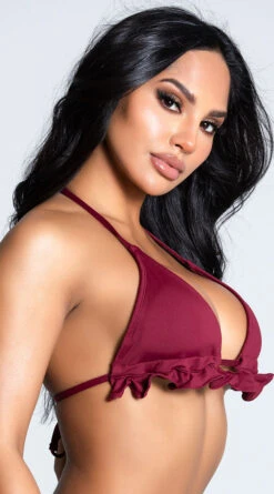 Yandy Riptide Ruffle Triangle Bikini Top -Swimwear Specialty Shop EY 4206T TOP RED 6 PS12172020