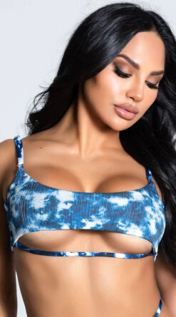 Yandy Tide Dye Underboob Bikini Top -Swimwear Specialty Shop EY 4221T TOP BLUE 3 PS12172020