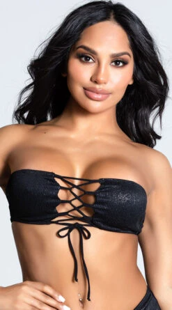 Yandy Seas The Day Bandeau Bikini Top -Swimwear Specialty Shop EY 4236T TOP BLACK 12 PS12172020