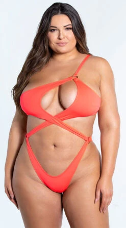 Plus Size Yandy Island Oasis One Piece Swimsuit -Swimwear Specialty Shop EY 4317X CORAL 2 YANDY PS02172022