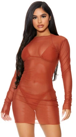 Forplay Sheer Clear Cover-Up Dress -Swimwear Specialty Shop FP 441424 rust alt3 lg 2021APR29176
