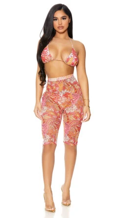 Forplay Take Cover Mesh Biker Shorts -Swimwear Specialty Shop FP 441426 raspberry alt3 lg 2021APR29176