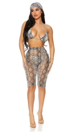 Forplay Take Cover Mesh Biker Shorts -Swimwear Specialty Shop FP 441426 reptile alt3 lg 2021APR29176