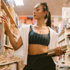 Momentum Bra, Navy Pinstripe -Swimwear Specialty Shop I2A8229final