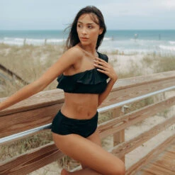 Matte Black Paneled Bottoms -Swimwear Specialty Shop PANELED BOTTOMS BLACK WEB 3