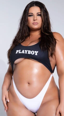 Playboy Plus Size Easy Like 80's One Piece -Swimwear Specialty Shop PB 4187X WHTED 1 YANDY PS03242021