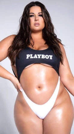 Playboy Plus Size Easy Like 80's One Piece -Swimwear Specialty Shop PB 4187X WHTED 2 YANDY PS03242021