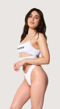 Playboy Luxury Lifestyle One Piece Swimsuit -Swimwear Specialty Shop PB EY4331 WHITE S 2022JUNE48744