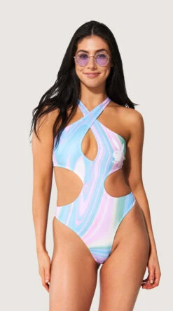 Playboy Marbled Babe One Piece Swimsuit -Swimwear Specialty Shop PB EY4344 MULTI F 2022JUNE48744