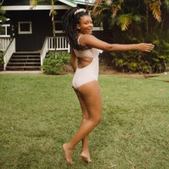 Pink Checkers Top Knot One-Piece 15 Pink Checkers Top Knot One-Piece -Swimwear Specialty Shop TOP KNOT OP PINK GRID WEB 2