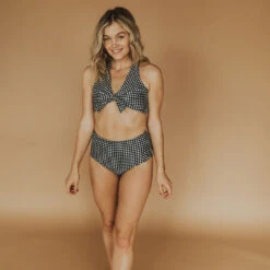 Black Check Top Knot -Swimwear Specialty Shop black check top knot6