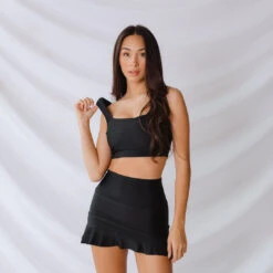 Matte Black Olivia Swim Crop -Swimwear Specialty Shop blacktop all