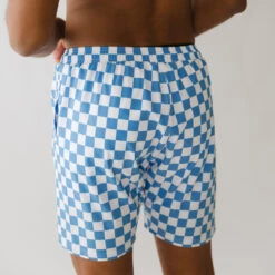 Wind And Sea Shorts, Blue Checkers -Swimwear Specialty Shop checker short square