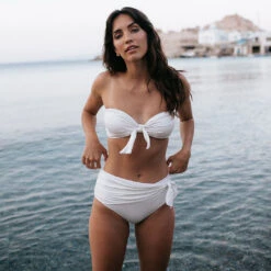 Simone Bottoms, Ivory -Swimwear Specialty Shop cream wrap tie bottoms4