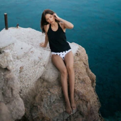 Blousy Tankini, Matte Black -Swimwear Specialty Shop flowytank web7