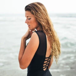 The Maria, Black Mesh One-Piece Swimsuit -Swimwear Specialty Shop maria side